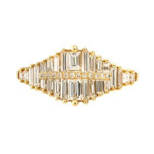 Artemer Gold & Diamond Ring with Baguette and Pave Diamonds
